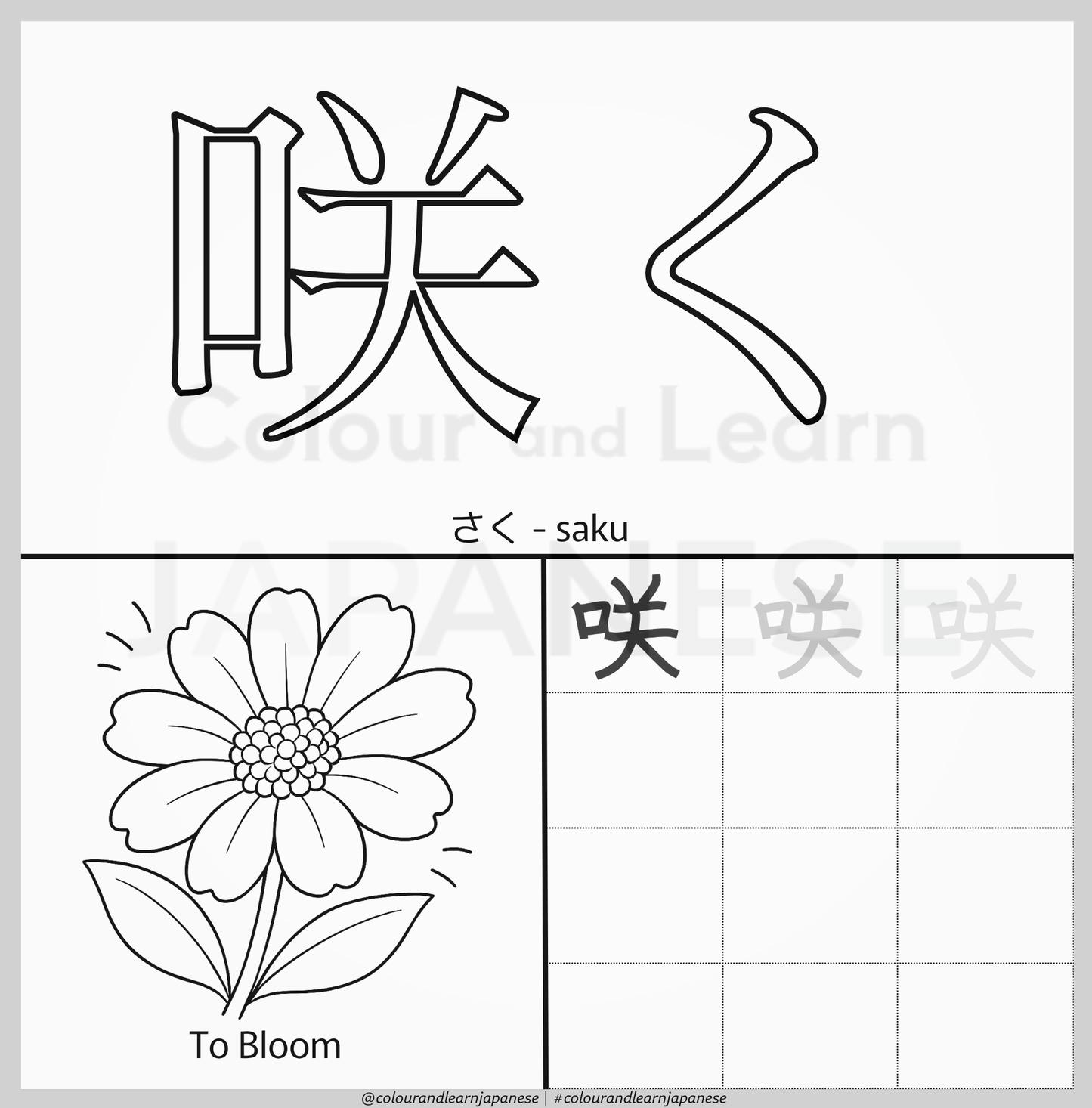 Everyday Actions-Verbs Vocabulary Printable Pack 8 of 9 (N5 Beginner Level) | Colour and Learn Japanese Fun Beginner Words: Nature and Weather